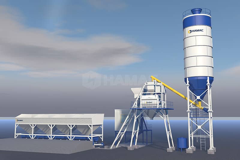 Skip hoist type concrete batching plant model